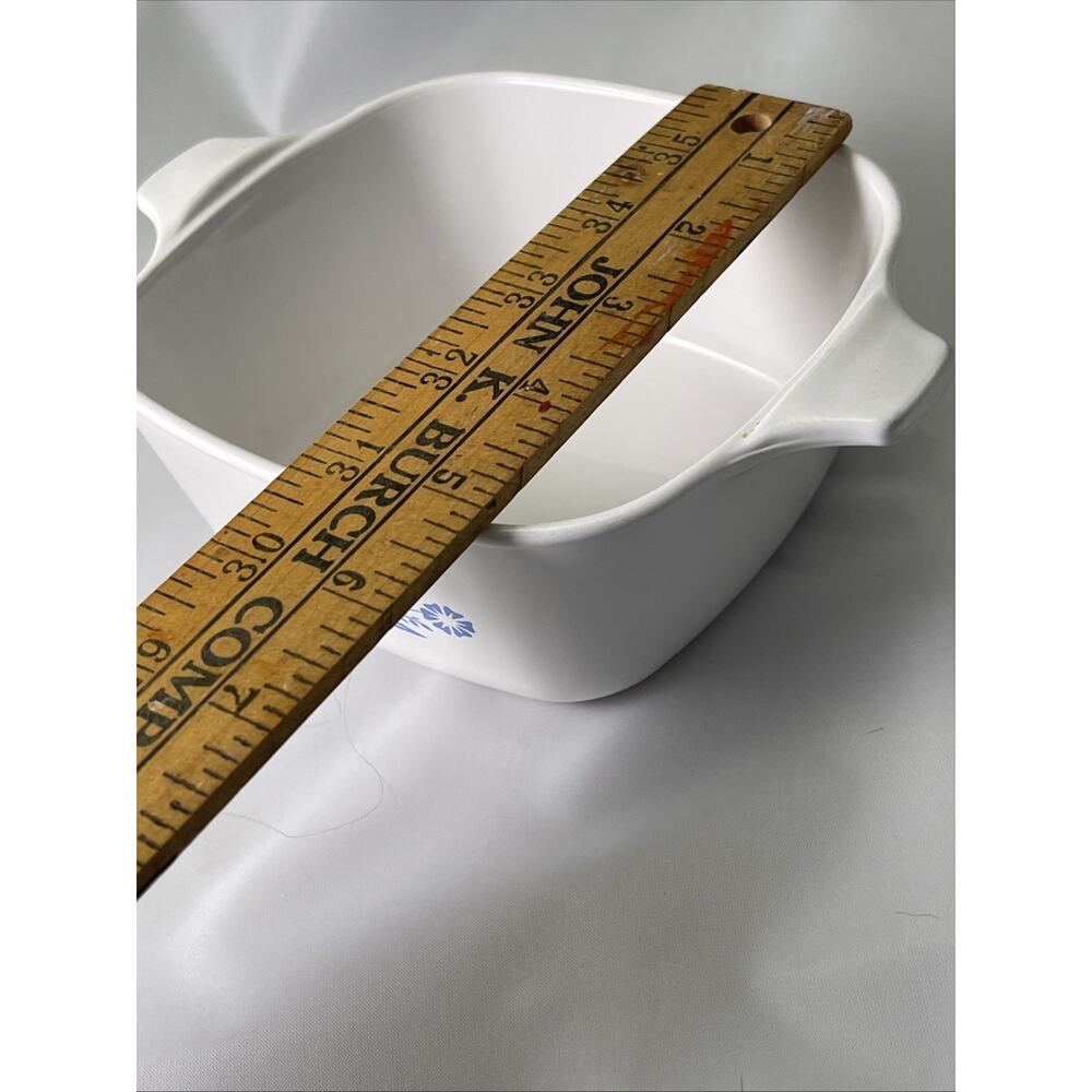 Vintage Corning Ware Baking Dish White Blue Cornflower Square P-43-B 2 3/4 Cup - Picture 6 of 8